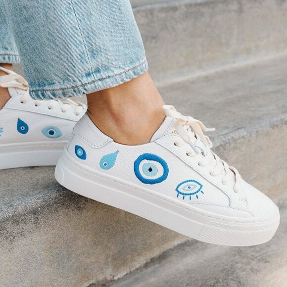 NEW SOLUDOS Leather Ibiza Platform Sneakers white for women 254 5M2T - Picture 1 of 12